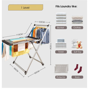 ODOROKU Aluminum Foldable Clothes Drying Rack with Wheels High Quality Laundry Rack Stable & Solid Aluminum - ODOROKU