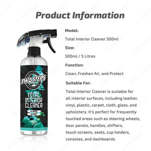 ODOROKU x Two Steps Detailing Total Interior Cleaner 500ml / 5 Litre Eco Refill Cherry Scent Non Greasy for Leather Plastic Vinyl Fabric Glass Car Interior Detailing Leather Repair Interior Clean Spray - ODOROKU