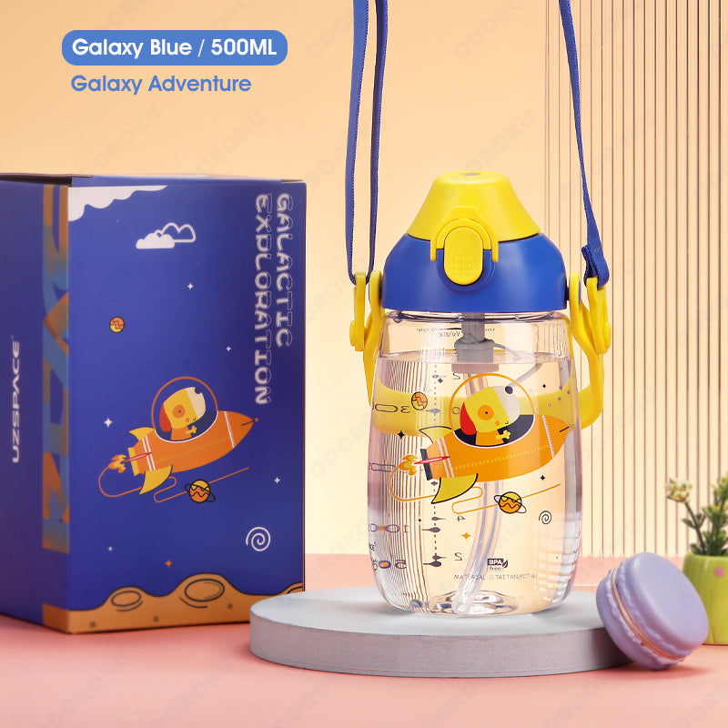 ODOROKU Kids & Baby Water Bottle Tritan Material with Sippy Straw and Removable Strap BPA Free Portable Water Bottle Large Handle and Water Level Scale Leakproof Lock 500/680/730/1500ml - ODOROKU