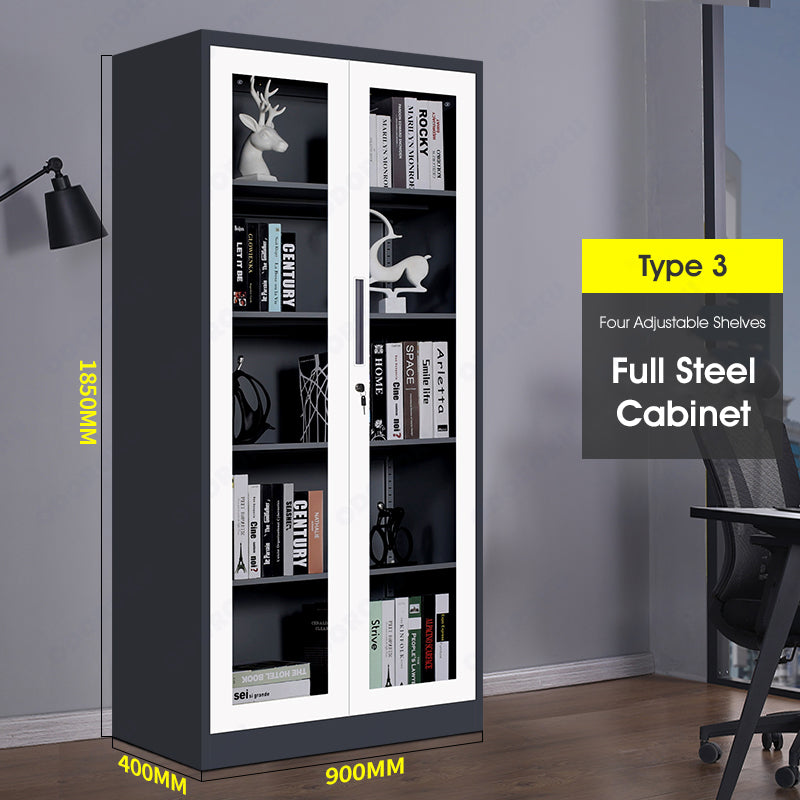 ODOROKU Black & White Office Metal Storage Cabinets High Steel Swing Door with Lockable Steel Storage Cabinet with Doors and Shelves Office Cabinet for Home Office Garage Classroom Bookshelf Home Cabinet - ODOROKU