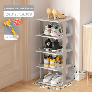 ODOROKU 3/5/7 Tiers Stackable Shoe Rack for Closet Plastic Shoe Tower for Sneaker Space Saving Storage Organizer Large Shoe Shelf Holder Stand for Bedroom Floor Entryway White & Brown - ODOROKU