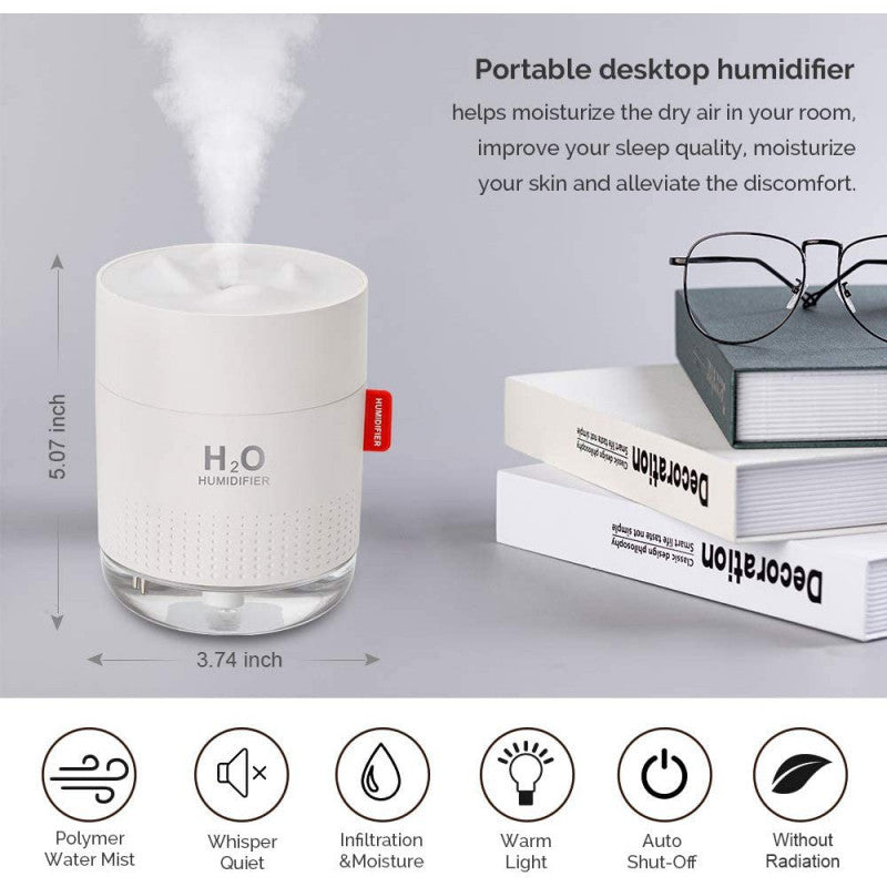 ODOROKU 500ml Mini Portable Humidifier Snow Mountain Night Light Car Air Humidifier USB Rechargeable For Room - ODOROKU