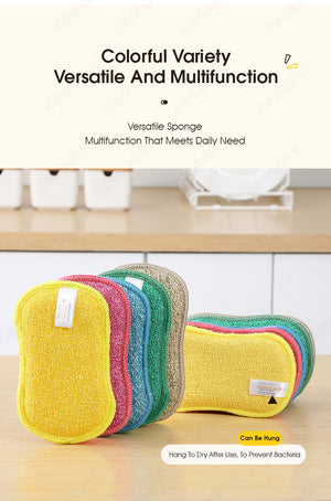 ODOROKU Multipurpose Dual Sided Dish Scrubbing Washing Sponge Double-sided Microfiber Cleaning Sponge Dishes Non-scratch Non-stick Sponge Magic Scrub Dish Towel Dishwashing Antibacterial Sponge Kitchen Cleaning Pads - ODOROKU