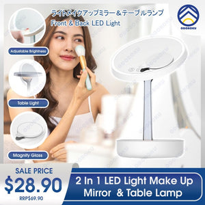 ODOROKU Makeup Mirror with LED Lights, Table Lamp, Automatic Adjust Brightness, Touch Control, Rotatable Magnify Glass - ODOROKU