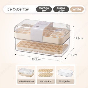 ODOROKU 30/60 Pcs Ice Cubes One Button Press Release Ice Cube Tray with Lid and Bin Double Layer Quick Release Design Ice Storage Box Ice Maker Mold for Freezer with Container Food Grade BPA Free - ODOROKU