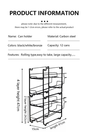 ODOROKU 2 Pack Stackable Beverage Can Dispenser Rack Can Storage Organizer Holder for Canned food or Pantry Refrigerator Black White - ODOROKU