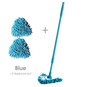 ODOROKU 55-90cm Extendable Chenille Mop Car Wash Mop Long Handle Wet & Dry Use Purple Blue Green - ODOROKU