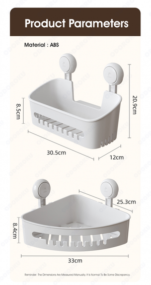 ODOROKU x Taili Corner Shower Caddy One Push Suction Cups Heavy Duty Bathroom Shower Shelf Storage Basket Wall Mounted Organizer for Shampoo Conditioner Body Wash Plastic Shower Rack for Kitchen Drill-Free Removable - ODOROKU