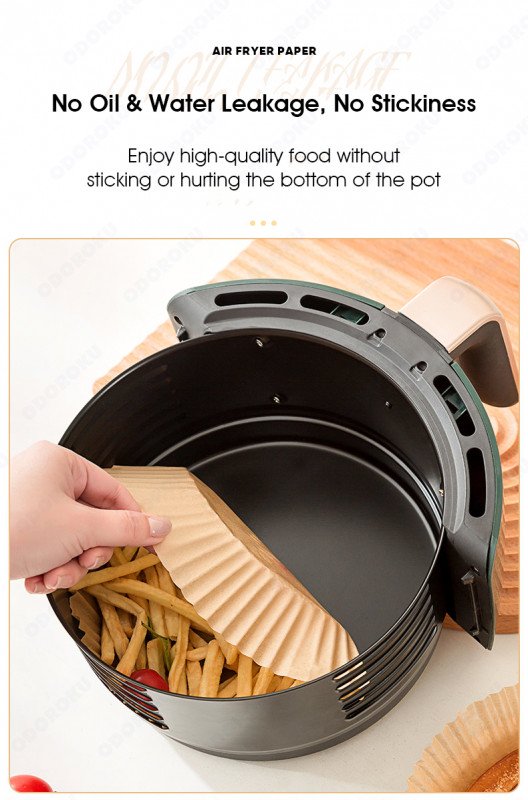 ODOROKU Air Fryer Disposable Paper Liner 100PCS Non-stick Disposable Air Fryer Liners, Baking Paper for Air Fryer Oil-proof, Water-proof, Food Grade Parchment for Baking Roasting Microwave - ODOROKU