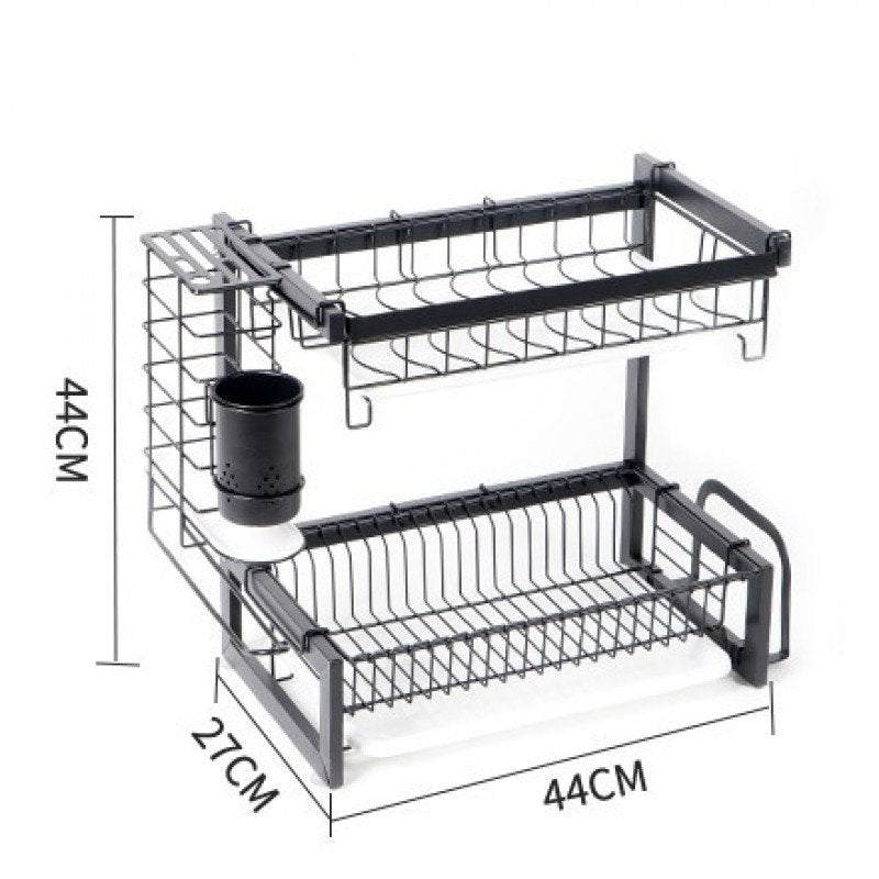 ODOROKU 2/3 Tier Dish Rack 201 Stainless Steel with Utensil Knife Holder and Cutting Board Holder with Drain Board - ODOROKU