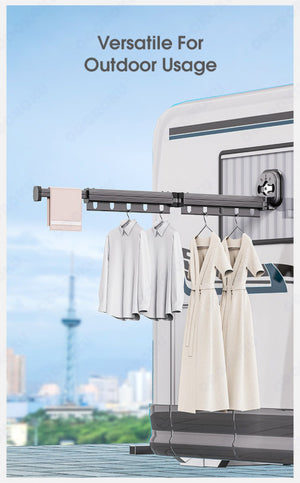 ODOROKU Wall Mounted Retractable Clothes Hanger Aluminium Expandable Laundry Rack Clothes Drying Rack Hanger Heavy Duty and Space Saving Clothes Rack No-punch Folding Wall-Mounted Invisible Clothesline Pole - ODOROKU