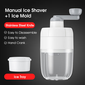 ODOROKU DIY Hand Crank Shaved Ice Maker 1000ml With Hand-Crank Handle Ice Bingsu Ice Kacang Milkshake Smoothie Ice Cream Slushie Dessert Ice Shaver Machine Ice Crusher Snow Cone Crushed Ice Shaken Ice Party Picnic Manual Brown Khaki - ODOROKU