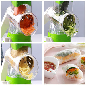 ODOROKU Manual Rotary Cheese Grater Round Mandoline Slicer with Strong Suction Base, Vegetable Slicer Nuts Grinder Cheese Shredder - ODOROKU