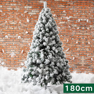 ODOROKU 150/180/210cm Premium Flocked Artificial Christmas Tree Luxury Premium 5ft 6ft 7ft White Christmas Tree Christmas Decors with Stand Durable Pine Tree for Home Office Shopping Center Party - ODOROKU