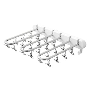 ODOROKU Aluminum Wall Mounted Clothes Hanger with 24 Clips Self Adhesive 304 Stainless Steel Folding Clothes Hanger Rack Laundry Drying Rack Folding Socks Hanger Holder Closet Organizer - ODOROKU