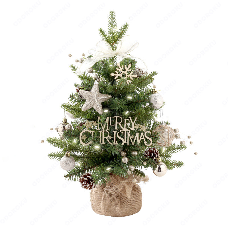 ODOROKU Thick Tabletop LED Prelit Christmas Tree with Ornaments Realistic Feel with Lights Battery Powered Artificial Xmas Spruce Tree Christmas Decorations Indoor Home Party - ODOROKU