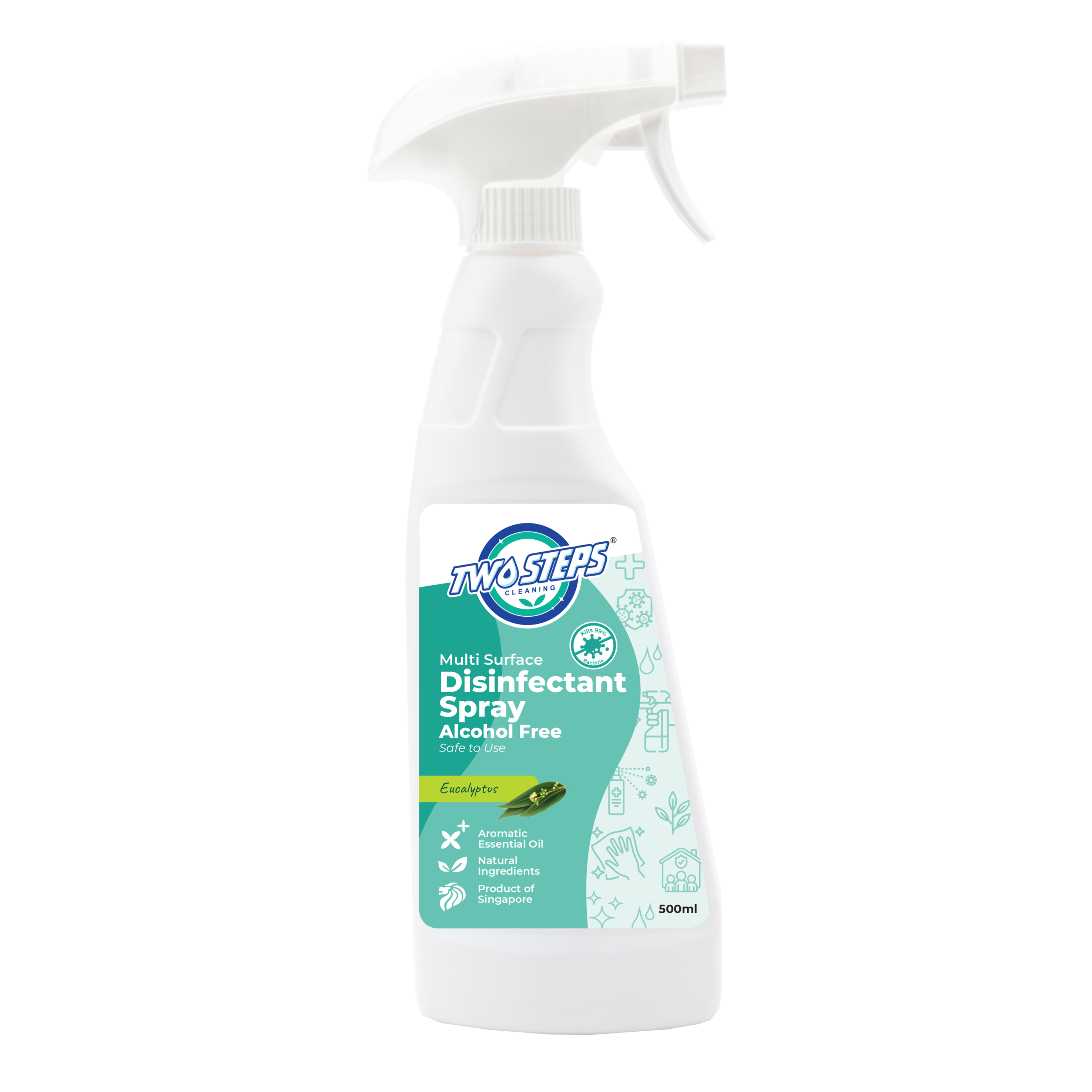 ODOROKU x Two Steps Cleaning Disinfectant Spray 500ml / 5 Litre - Eucalyptus 99% Antibacteria For Disinfecting and Deodorizing Non Alcohol Formula Safe for Kids - ODOROKU