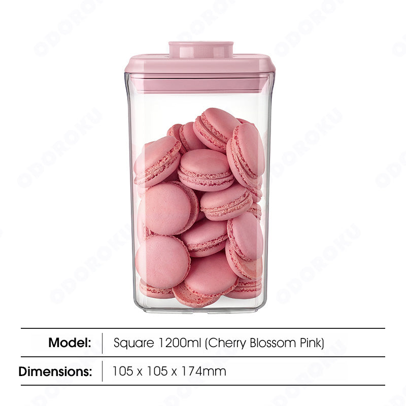 ODOROKU x ANKOU Pink Pop Up Air Tight Food Storage Container Stackable Kitchen Storage Containers BPA Free Transparent Container Kitchen Organization Pink Containers Set - ODOROKU