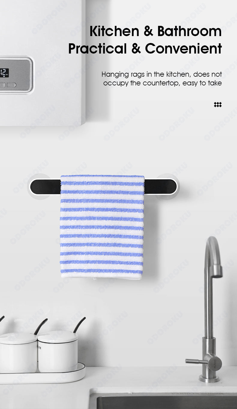 ODOROKU Self Adhesive Wall Mounted Towel Holder Towel Hanger Towel Bar Shelf Roll Holder for Kitchen Bathroom - ODOROKU