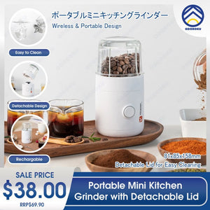 ODOROKU Portable Mini Grinder with Removable Lid Easy to Clean Rechargeable Stainless Steel Blades Battery Food Chopper - ODOROKU