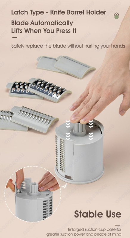 ODOROKU 3 in 1 Vegetable Cutter Vegetable Cutting Machine Slicer Manual Rotary Cheese Grater Shredder Rotary Cheese Grater Stainless Steel Blades Rotary Grater with Strong Suction Base for Cheese Vegetable Walnut Chocolate Potato Carrot - ODOROKU