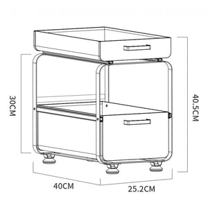 ODOROKU 2 Tier Pull Out Under Sink Drawer Storage Rack Kitchen Cabinet Organizer Rack with Sliding Storage Drawer Black/ White - ODOROKU