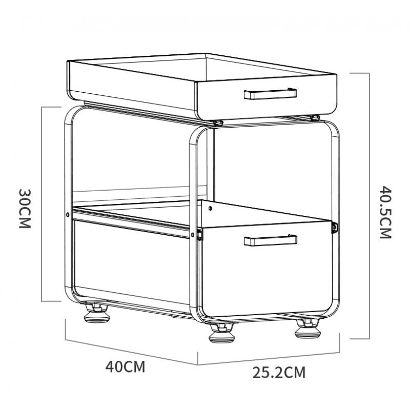 ODOROKU 2 Tier Pull Out Under Sink Drawer Storage Rack Kitchen Cabinet Organizer Rack with Sliding Storage Drawer Black/ White - ODOROKU