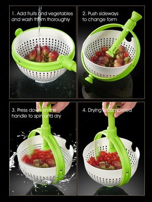 ODOROKU Multipurpose Kitchen Collapsible Salad Spinner with Handle Strainer Washer Dryer Drainer for Cleaning Vegetables Fruits - ODOROKU