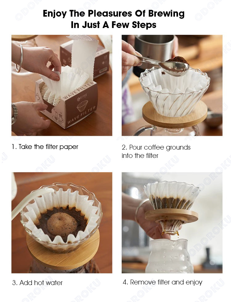 ODOROKU 50pcs Portable Coffee Filter Paper Bag 8-12 Cups Disposable Drip Coffee Filter Coffee Pot Filter Paper Drip Pot White - ODOROKU