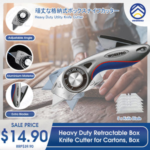 ODOROKU Heavy Duty Utility Knife Quick Change Blade Retractable and Folding Box Cutter for Cartons, Cardboard and Boxes With 5pcs Sharp Blades Included - ODOROKU