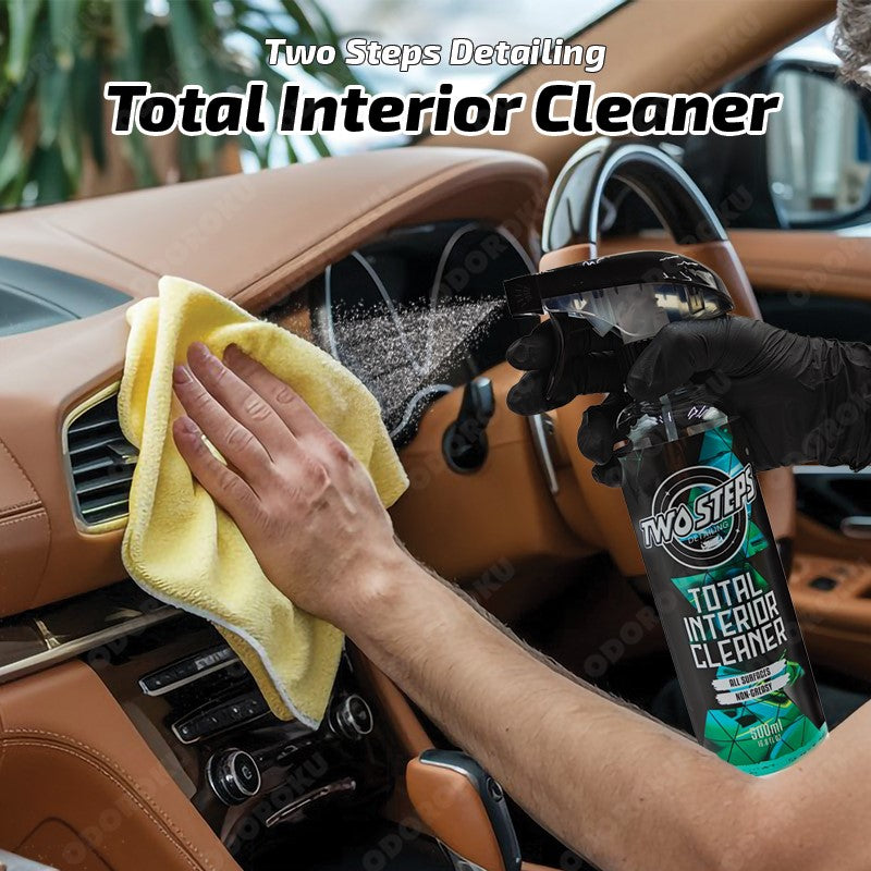 ODOROKU x Two Steps Detailing Total Interior Cleaner 500ml / 5 Litre Eco Refill Cherry Scent Non Greasy for Leather Plastic Vinyl Fabric Glass Car Interior Detailing Leather Repair Interior Clean Spray - ODOROKU