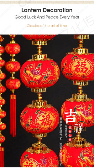 ODOROKU 3/6/8 pcs Traditional Chinese Hanging Lanterns Decorative Indoor Flannel Material Lamps Chinese New Year Lanterns Decoration - ODOROKU