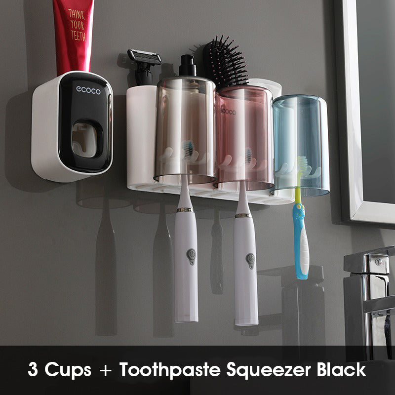 ODOROKU 2/3/4 Cups Toothbrush Holder Wall Mounted with Toothbrush Dispenser Electric Toothbrush Holders for Bathrooms Tooth Brushing Holder for Kids Toothbrush Organizer - ODOROKU