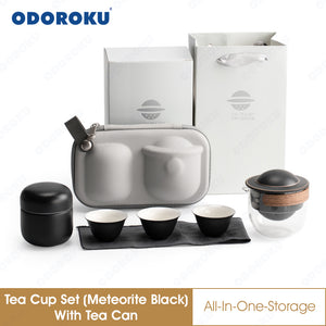 ODOROKU Handmade Travel Ceramic Chinese Tea Set with Tea Pot and Tea Cups with Portable Bag Teacup Portable Bag for Home Office Outdoor Picnic - ODOROKU