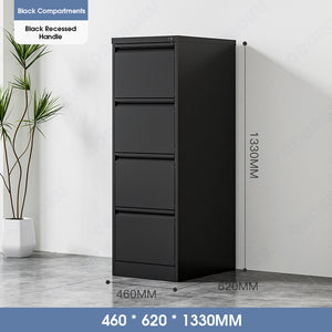 ODOROKU 2/3/4 Tiers Vertical Steel Metal File Office Cabinet Storage Drawer With Lock Office Sliding Pull Out Aesthetic Smooth Drawers Box Convenient Recessed Handle & Finger Pull High Capacity Heavy Duty Strong Load Bearing For A4 Size Files Letters - ODOROKU