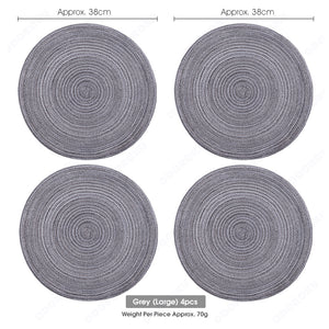 ODOROKU Set of 4 Nordic Style Round Braided Placemat Trivet Cotton Yarn Placemats Thread Weave Heat Resistant Non-Slip Pads Set Table Mat for Kitchen - ODOROKU