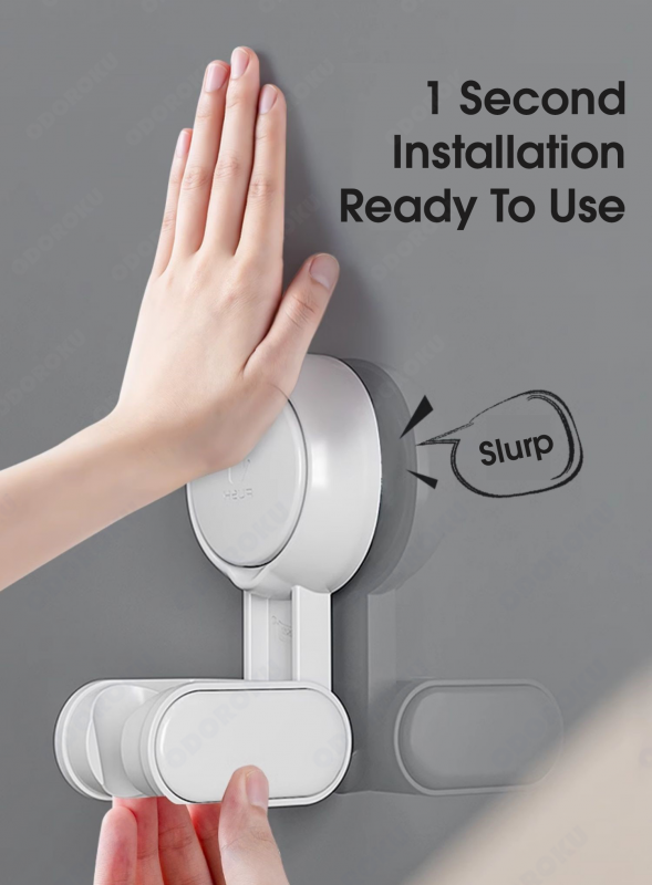 ODOROKU x Taili Shower Head Holder One Push Suction Cup No Drilling Waterproof Shower Head Bracket Height Angle Adjustable Shower Head Hanger for Bathroom Wall Mounted Towel Wand for Showerhead Holder Removable White - ODOROKU