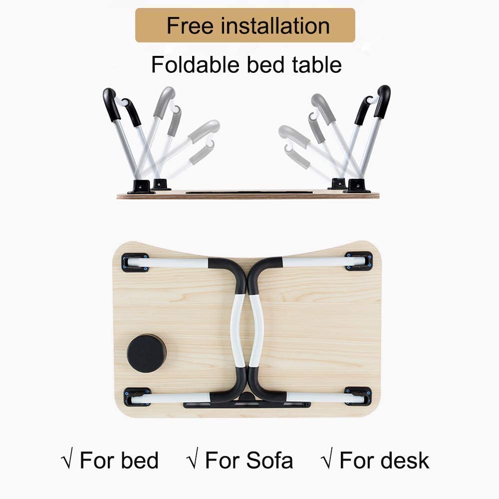 ODOROKU Laptop Bed Tray Table Portable Laptop Desk Lap Tablet with Foldable Legs & Cup Slot, Multifunctional Notebook Stand Reading Holder for Eating Breakfast, Reading Book, Watching Movie on Bed/Couch - ODOROKU