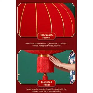 (Set of 2) ODOROKU Premium Foldable Huge Size Traditional Chinese Hanging Lanterns with LED Light Decorative Indoor Red Velvet Lamps Chinese New Year Lanterns - ODOROKU