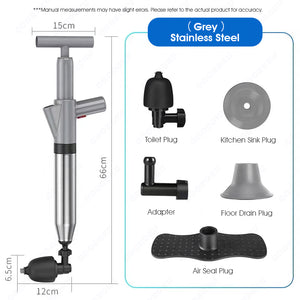 ODOROKU High Pressure Toilet Pump Air Blaster Toilet Plunger Unclogging Toilets, Drains, Sinks, Stainless Steel High Pressure Air Drain Blaster Kit - ODOROKU