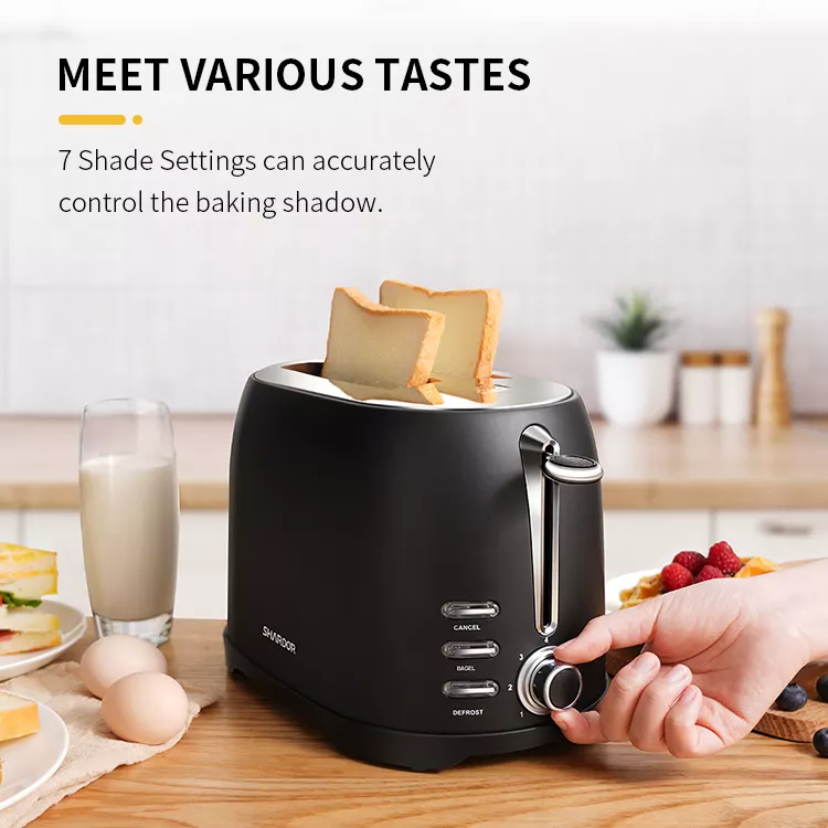 ODOROKU Toaster 2 Slice Retro Extra-Wide Toaster Bagel Easy Operation Defrost Cancel Function Removable Tray Stainless Steel Black - ODOROKU