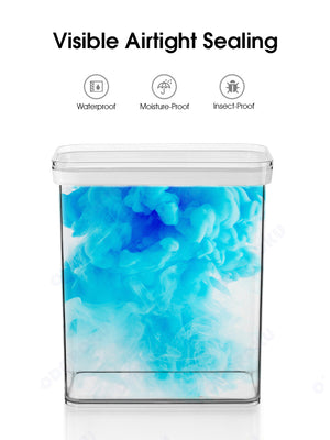 ODOROKU Hanging Pull Out Air Tight Transparent Food Container 900ml 2400ml 3400ml BPA Free Food Container Airtight Storage Container Space Saver Storage Box Stackable Organizer Boxes with Leakproof Lids for Kitchen Cabinet Pantry Organization Bathroom - ODOROKU