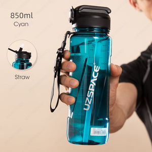 ODOROKU Transparent Straw BPA Free Water Bottle 850ml 1000ml 1 Litre USA Tritan Food Grade Material Easy One-Hand Opening Cover Leak-proof Safety Lock Nylong Strap Ideal for Outdoor Sports Exercise Cycling Tritan Water Bottle - ODOROKU