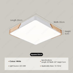 ODOROKU Square Modern LED Ceiling Light Minimalist Wood Style Flush Mount Ceiling Light Fixture Circle Lighting Lamp with Acrylic Lampshade for Bedroom Living Room Dining Room Laundry Black White - ODOROKU