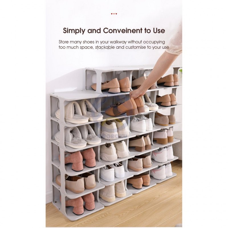 ODOROKU Stackable Shoe Rack Organizer, Adjustable Shoe Rack Waterproof Anti Slip Design Easy to Install Better Stability - ODOROKU