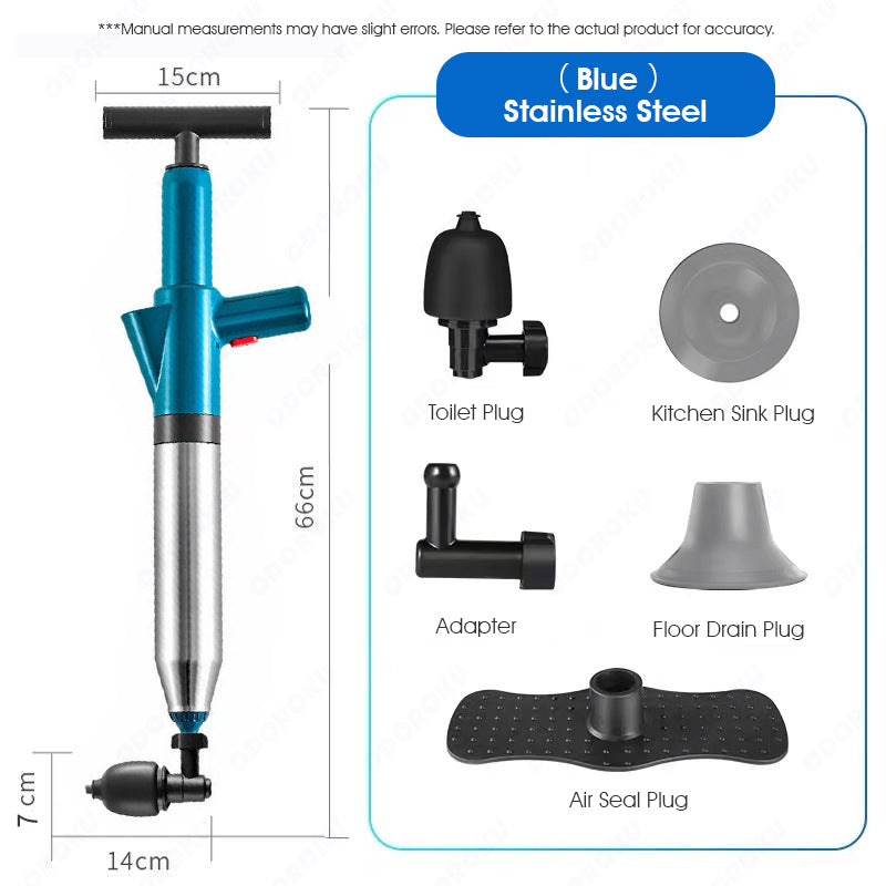 ODOROKU High Pressure Toilet Pump Air Blaster Toilet Plunger Unclogging Toilets, Drains, Sinks, Stainless Steel High Pressure Air Drain Blaster Kit - ODOROKU