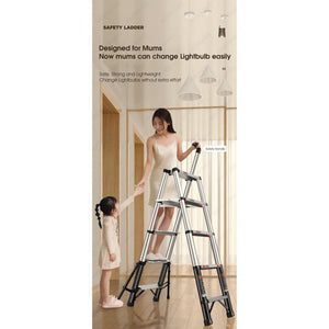 ODOROKU 6 Legs Household Aluminum Telescopic Ladder Extension Multi-Purpose Ladder Base Support Lightweight and Space Saving - ODOROKU