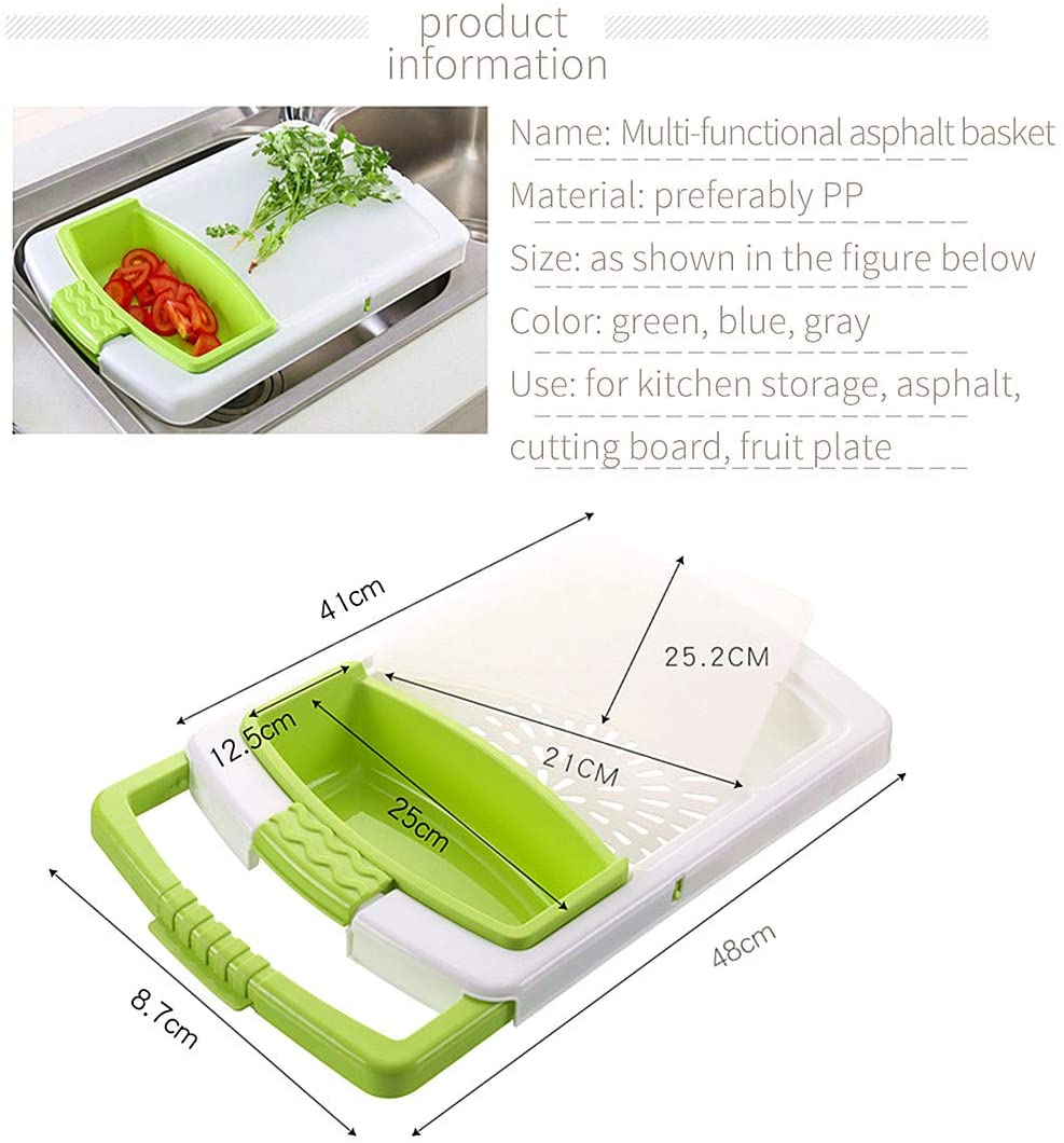 ODOROKU 3 in 1 Cutting Board Multi Function Chopping Block Kitchen Sink Drain Basket Removable Blocks Antibacterial Non-slip Plastic Cutting Board With Storage Multifunction Washable Cutting Board for Meat Vegetable Fruit - ODOROKU