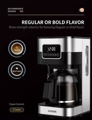 ODOROKU Coffee Maker Touch-Screen 10-cup Programmable with Glass Carafe Coffee Machine Drip Coffee Maker Stainless Steel - ODOROKU