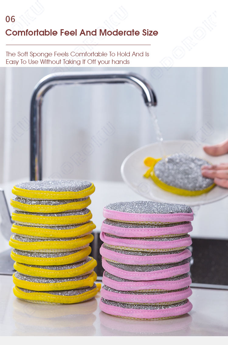 ODOROKU Non-Scratch Dual Sided Thick Dishwashing Cleaning Sponge Antibacterial Multipurpose Reusable Magic Sponge Cloth Multifunctional Scrubber Sponge Scouring Pad Hangable Cleaning Sponges Kitchen Utensils Dishes Sinks Stoves Mirror Window Tile Stains - ODOROKU